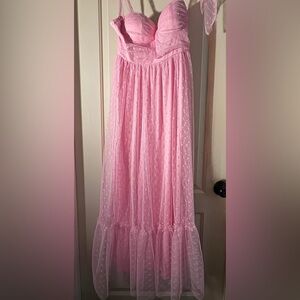Elegant Pink Polka Dot Dress